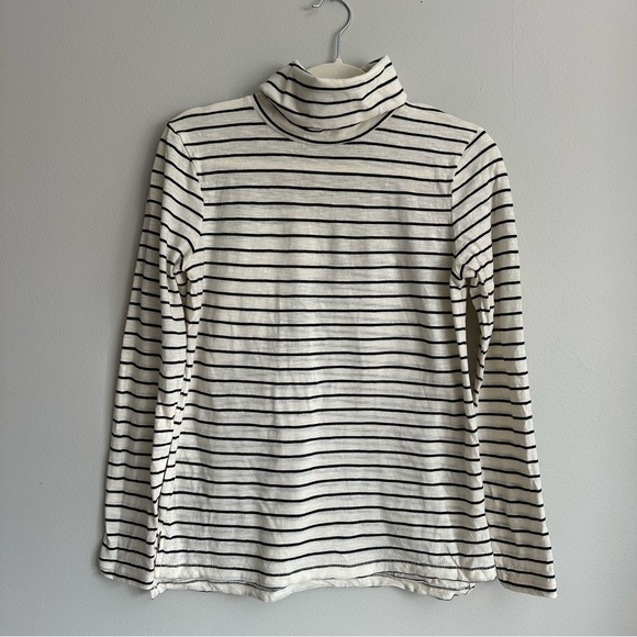 Madewell Tops - Madewell Striped Turtleneck Black Ivory 100% Cotton Size Small